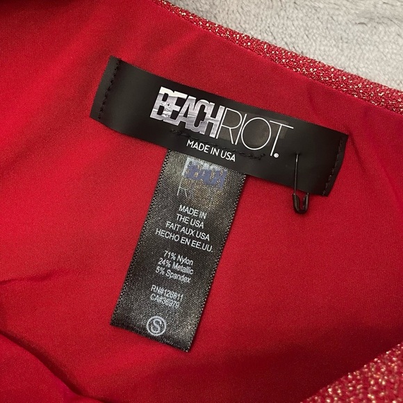 New! Beach Riot Red Metallic Celine One Shoulder One Piece Swimsuit 27916 - Picture 8 of 9